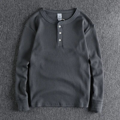 Men’s Waffle-Knit Henley Shirt