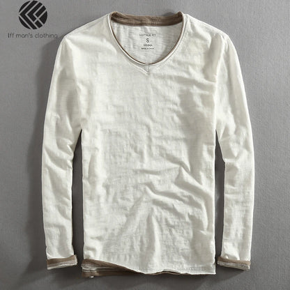 Men's Vintage Inspired Long-Sleeve V-Neck Shirt