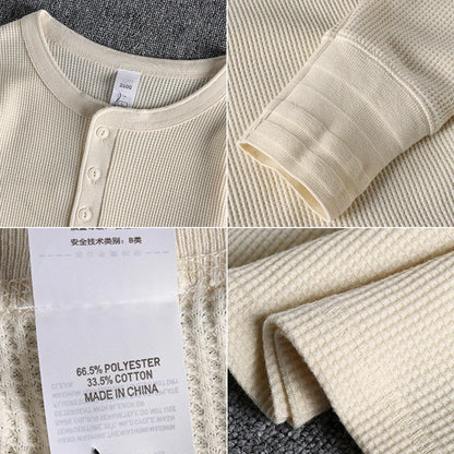 Men’s Waffle-Knit Henley Shirt