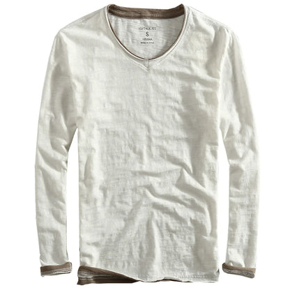 Men's Vintage Inspired Long-Sleeve V-Neck Shirt