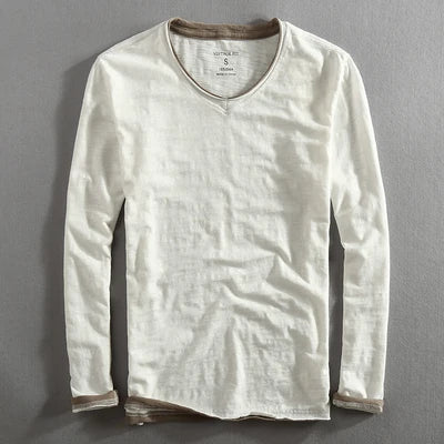 Men's Vintage Inspired Long-Sleeve V-Neck Shirt