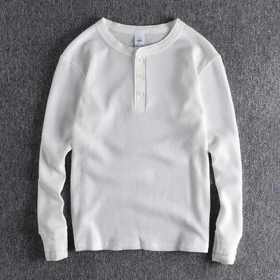 Men’s Waffle-Knit Henley Shirt