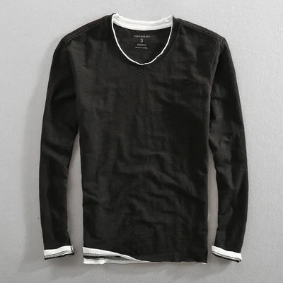 Men's Vintage Inspired Long-Sleeve V-Neck Shirt