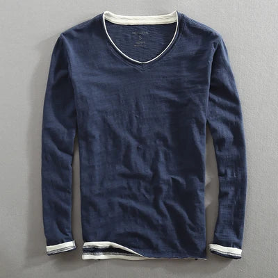 Men's Vintage Inspired Long-Sleeve V-Neck Shirt